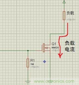 圖2：NMOS管的開路漏極電路