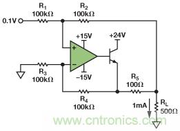 圖3.IOUT= 1 mA的示例電路。