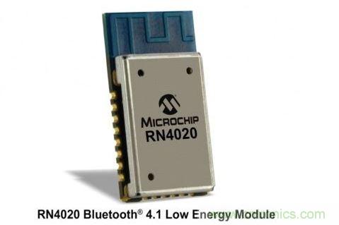 Microchip公司的RN4020模塊集成了包括天線(xiàn)在內(nèi)完整的低功耗藍(lán)牙射頻電路。RN4020采用密封的10mm x17mm x 2mm封裝，內(nèi)置有板載陶瓷天線(xiàn)、2.4GHz的低功耗藍(lán)牙收發(fā)器、帶完整的嵌入式低功耗藍(lán)牙協(xié)議棧的微控制器以及UART和USB接口。