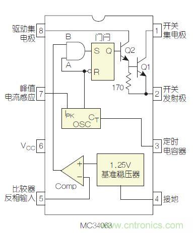 圖2：MC34063是該電路核心。