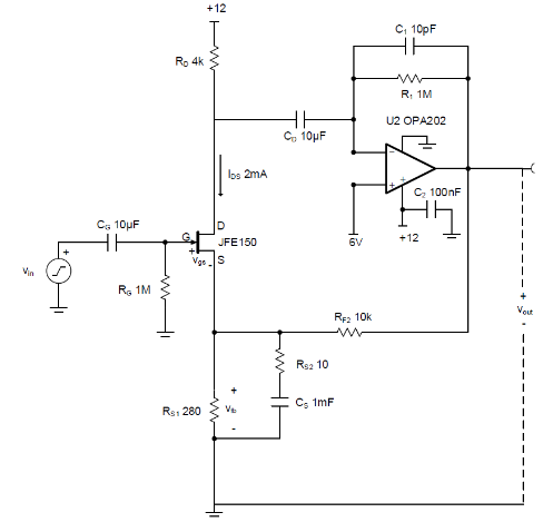 如何使用分立式 JFET 放大低噪聲電路中的小信號？