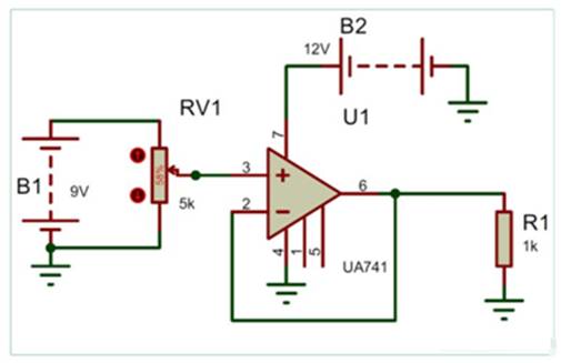 如何使用運(yùn)算放大器LM741構(gòu)建一個(gè)電壓跟隨器